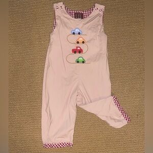 Car appliqué boys jumpsuit